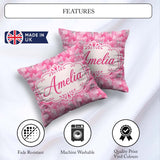 Custom Name Pink Watercolor Abstract Texture Seamless Artistic Square Filled Cushion Throw Pillow Sofa Bed Home Decor Zip Washable UK Made