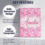 Personalised Name Pink Watercolor Abstract Custom  Unique Gift Idea Elegant Feature Canvas Wall Art Print Decor Picture Ready to Hang