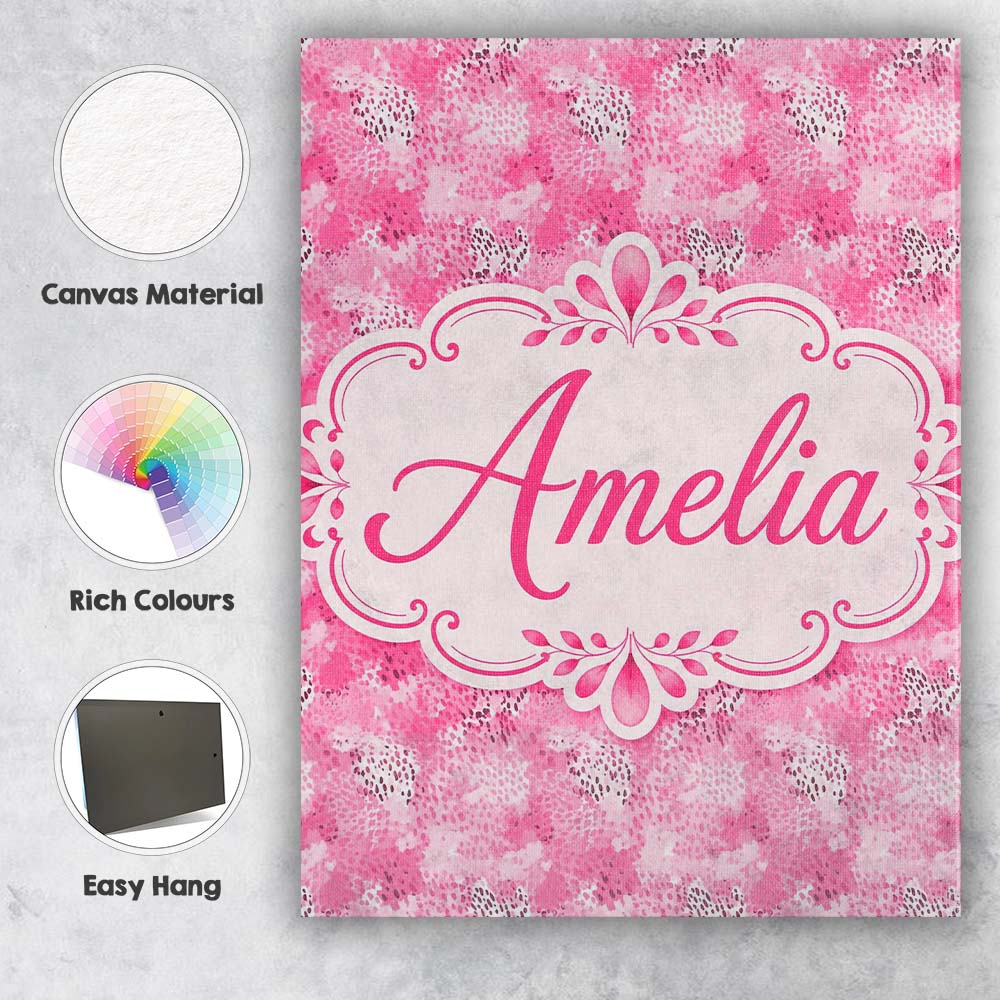 Personalised Name Pink Watercolor Abstract Custom  Unique Gift Idea Elegant Feature Canvas Wall Art Print Decor Picture Ready to Hang