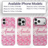 Pink Watercolor Abstract Texture Seamless Pattern Custom Name Protective Phone Case Mobile Cover Durable Everyday Smartphone Shock Resistant