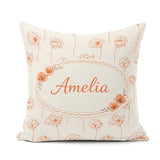 Custom Name Minimal Line Art Floral Pattern Terracotta Design Square Filled Cushion Throw Pillow Sofa Bed Home Decor Zip Washable UK Made