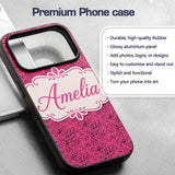 Soft Blush Pink Abstract Dotted Texture Seamless Custom Name Protective Phone Case Mobile Cover Durable Everyday Smartphone Shock Resistant