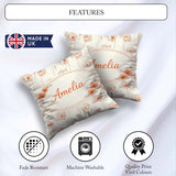 Custom Name Minimal Line Art Floral Pattern Terracotta Design Square Filled Cushion Throw Pillow Sofa Bed Home Decor Zip Washable UK Made