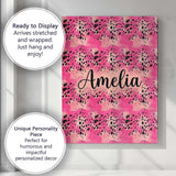 Personalised Name Pink Mixed Media Abstract Custom  Bespoke Interior Contemporary Canvas Wall Art Print Decor Picture Ready to Hang