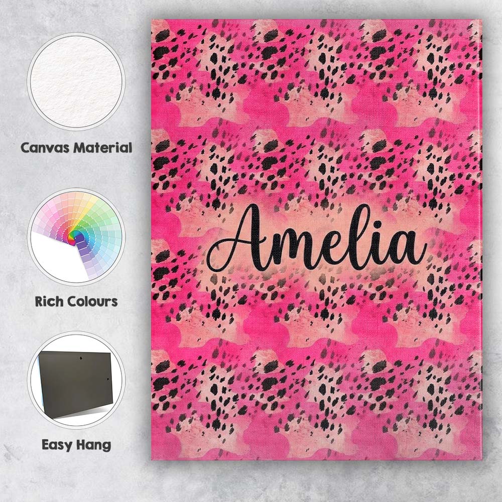 Personalised Name Pink Mixed Media Abstract Custom  Bespoke Interior Contemporary Canvas Wall Art Print Decor Picture Ready to Hang
