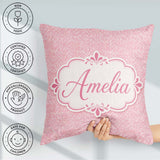 Custom Name Pastel Pink Watercolour Animal Soft Blended Seamless Square Filled Cushion Throw Pillow Sofa Bed Home Decor Zip Washable UK Made