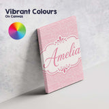 Personalised Name Pastel Pink Watercolour Custom  Unique Gift Idea Elegant Feature Canvas Wall Art Print Decor Picture Ready to Hang