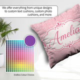Custom Name Pastel Pink Watercolour Animal Soft Blended Seamless Square Filled Cushion Throw Pillow Sofa Bed Home Decor Zip Washable UK Made