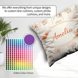 Custom Name Minimal Line Art Floral Pattern Terracotta Design Square Filled Cushion Throw Pillow Sofa Bed Home Decor Zip Washable UK Made
