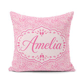 Custom Name Pink Organic Pebble Dot Watercolour Texture Seamless Square Filled Cushion Throw Pillow Sofa Bed Home Decor Zip Washable UK Made