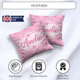 Custom Name Pink Organic Pebble Dot Watercolour Texture Seamless Square Filled Cushion Throw Pillow Sofa Bed Home Decor Zip Washable UK Made