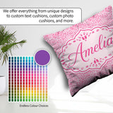 Custom Name Pink Organic Pebble Dot Watercolour Texture Seamless Square Filled Cushion Throw Pillow Sofa Bed Home Decor Zip Washable UK Made