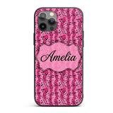 Vibrant Pink and Black Leopard Spot Abstract Custom Name Protective Phone Case Mobile Cover Durable Everyday Smartphone Shock Resistant