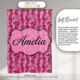 Vibrant Pink and Black Leopard Spot Abstract Seamless Pattern Lovely  Personalised Custom Name Super Soft Fleece Blanket Bed Sofa Throw