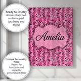 Personalised Name Vibrant Pink and Black Custom  Unique Gift Idea Elegant Feature Canvas Wall Art Print Decor Picture Ready to Hang