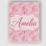 Personalised Name Deep Pink and Beige Custom Modern Room Accent Creative Decorator Style Canvas Wall Art Print Decor Picture Ready to Hang