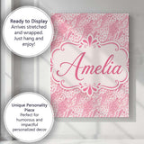 Personalised Name Deep Pink and Beige Custom Modern Room Accent Creative Decorator Style Canvas Wall Art Print Decor Picture Ready to Hang