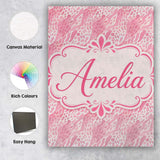 Personalised Name Deep Pink and Beige Custom Modern Room Accent Creative Decorator Style Canvas Wall Art Print Decor Picture Ready to Hang