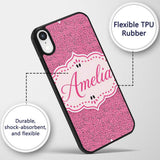 Pink and Black Micro Speckled Dot Printed Design Custom Name Protective Phone Case Mobile Cover Durable Everyday Smartphone Shock Resistant