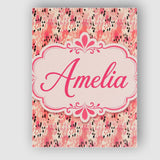 Personalised Name Pink Coral Watercolour Custom  Unique Gift Idea Elegant Feature Canvas Wall Art Print Decor Picture Ready to Hang
