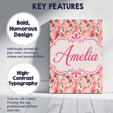 Personalised Name Pink Coral Watercolour Custom  Unique Gift Idea Elegant Feature Canvas Wall Art Print Decor Picture Ready to Hang