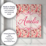 Personalised Name Pink Coral Watercolour Custom  Unique Gift Idea Elegant Feature Canvas Wall Art Print Decor Picture Ready to Hang