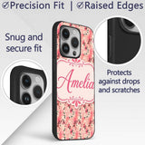 Pink Coral Watercolour Animal Texture Organic Custom Name Protective Phone Case Mobile Cover Durable Everyday Smartphone Shock Resistant