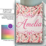 Pink Coral Watercolour Animal Texture Organic Seamless Pattern  Personalised Custom Name Super Soft Fleece Blanket Bed Sofa Throw