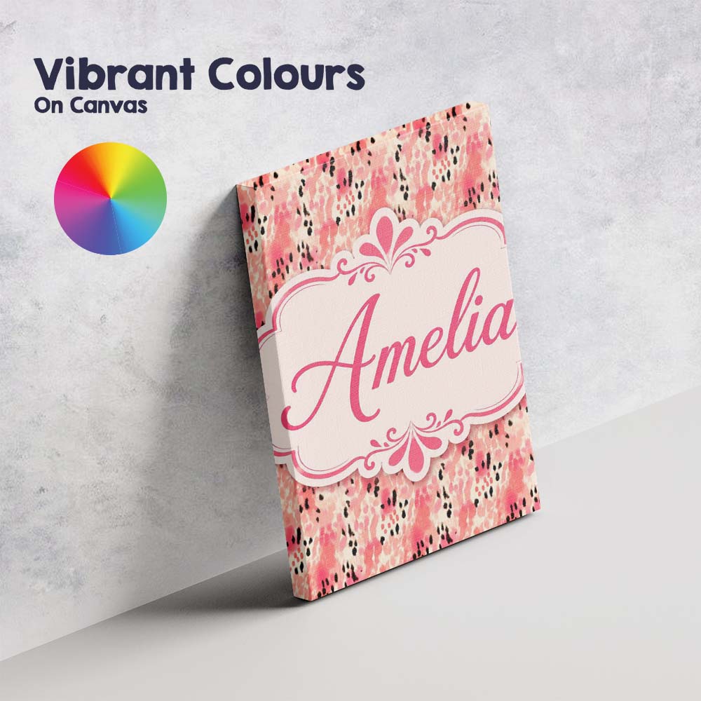 Personalised Name Pink Coral Watercolour Custom  Unique Gift Idea Elegant Feature Canvas Wall Art Print Decor Picture Ready to Hang