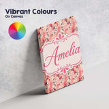 Personalised Name Pink Coral Watercolour Custom  Unique Gift Idea Elegant Feature Canvas Wall Art Print Decor Picture Ready to Hang