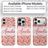 Pink Coral Watercolour Animal Texture Organic Custom Name Protective Phone Case Mobile Cover Durable Everyday Smartphone Shock Resistant