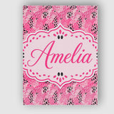Personalised Name Bold Pink and Black Custom Modern Room Accent Creative Decorator Style Canvas Wall Art Print Decor Picture Ready to Hang