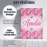 Personalised Name Bold Pink and Black Custom Modern Room Accent Creative Decorator Style Canvas Wall Art Print Decor Picture Ready to Hang