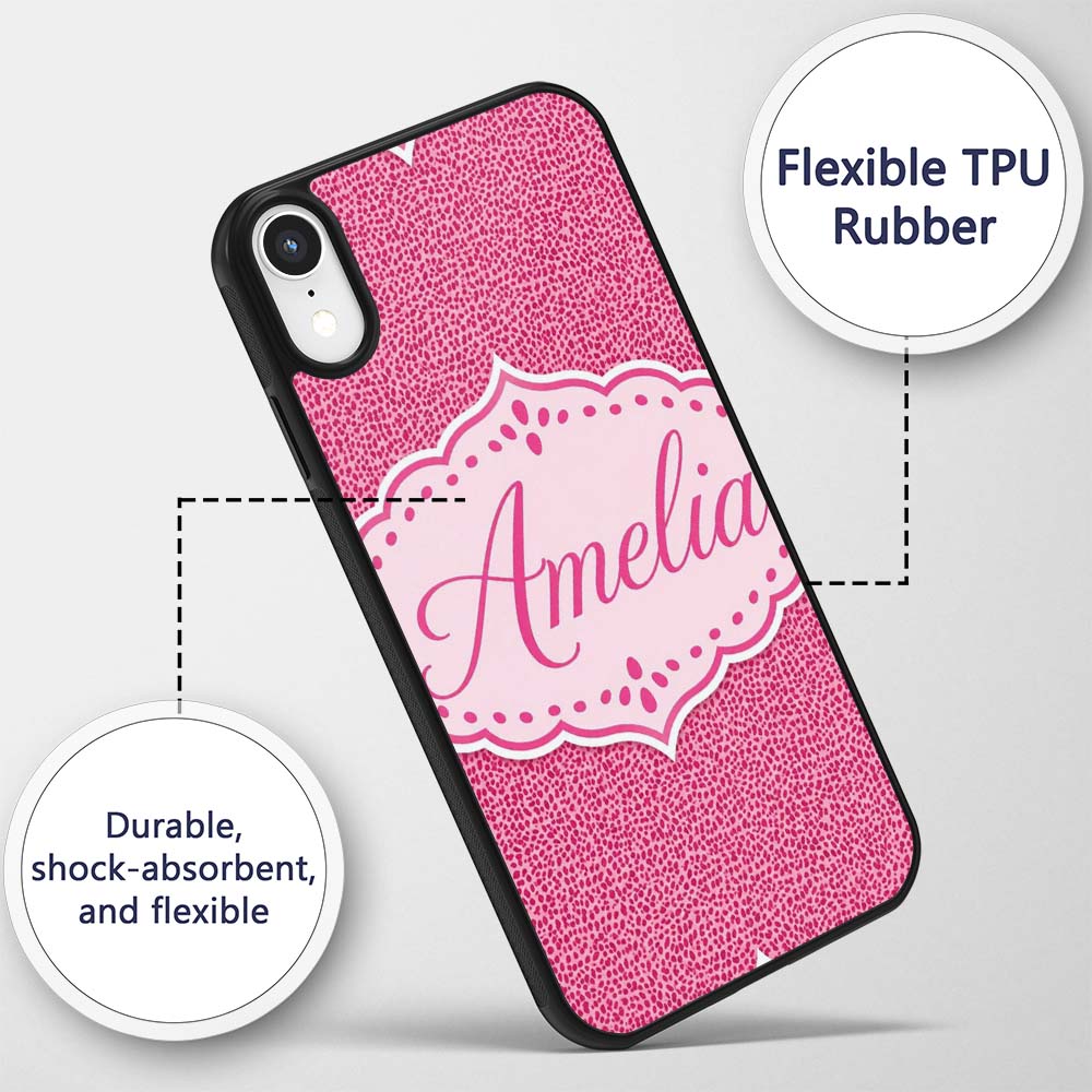 Hot Pink Dense Mini Dot Abstract Texture Seamless Custom Name Protective Phone Case Mobile Cover Durable Everyday Smartphone Shock Resistant