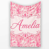 Soft Pink Watercolour Blotch Abstract Organic Seamless Pattern  Personalised Custom Name Super Soft Fleece Blanket Bed Sofa Throw