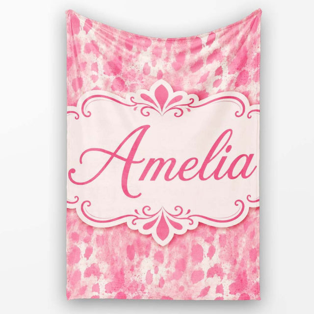 Soft Pink Watercolour Blotch Abstract Organic Seamless Pattern  Personalised Custom Name Super Soft Fleece Blanket Bed Sofa Throw