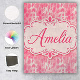 Personalised Name Soft Pink Watercolour Custom  Modern Room Accent Elegant Feature Canvas Wall Art Print Decor Picture Ready to Hang