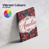 Personalised Name Classic Red Poinsettia Custom  Unique Gift Idea Elegant Feature Canvas Wall Art Print Decor Picture Ready to Hang