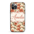 Vintage Cream Poinsettia Floral Printed Design Custom Name Protective Phone Case Mobile Cover Durable Everyday Smartphone Shock Resistant