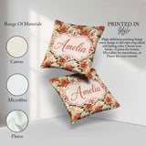 Custom Name Cream Poinsettia Floral Botanical Christmas Seamless Square Filled Cushion Throw Pillow Sofa Bed Home Decor Zip Washable UK Made