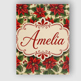 Personalised Name Traditional Poinsettia Custom  Unique Gift Idea Elegant Feature Canvas Wall Art Print Decor Picture Ready to Hang