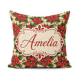 Custom Name Traditional Holly Berry Christmas Botanical Seamless Square Filled Cushion Throw Pillow Sofa Bed Home Decor Zip Washable UK Made