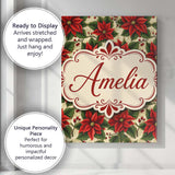Personalised Name Traditional Poinsettia Custom  Unique Gift Idea Elegant Feature Canvas Wall Art Print Decor Picture Ready to Hang