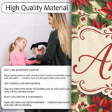 Traditional Poinsettia Holly Berry Christmas Botanical Seamless  Personalised Custom Name Super Soft Fleece Blanket Bed Sofa Throw
