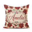 Custom Name Elegant Beige Background Poinsettia Classic Seamless Square Filled Cushion Throw Pillow Sofa Bed Home Decor Zip Washable UK Made