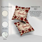 Custom Name Elegant Beige Background Poinsettia Classic Seamless Square Filled Cushion Throw Pillow Sofa Bed Home Decor Zip Washable UK Made