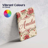 Personalised Name Botanical Poinsettia and Custom  Unique Gift Idea Elegant Feature Canvas Wall Art Print Decor Picture Ready to Hang