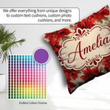 Custom Name Watercolour Red Poinsettia and Soft Festive Seamless Square Filled Cushion Throw Pillow Sofa Bed Home Decor Zip Washable UK Made
