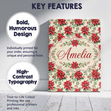 Personalised Name Classic Christmas Poinsettia Floral Cream Unique Gift Idea Custom Made Canvas Wall Art Print Decor Picture Ready to Hang