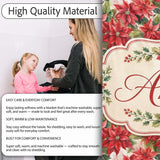Vintage Style Poinsettia Floral Cream Holiday Seamless Pattern  Personalised Custom Name Super Soft Fleece Blanket Bed Sofa Throw